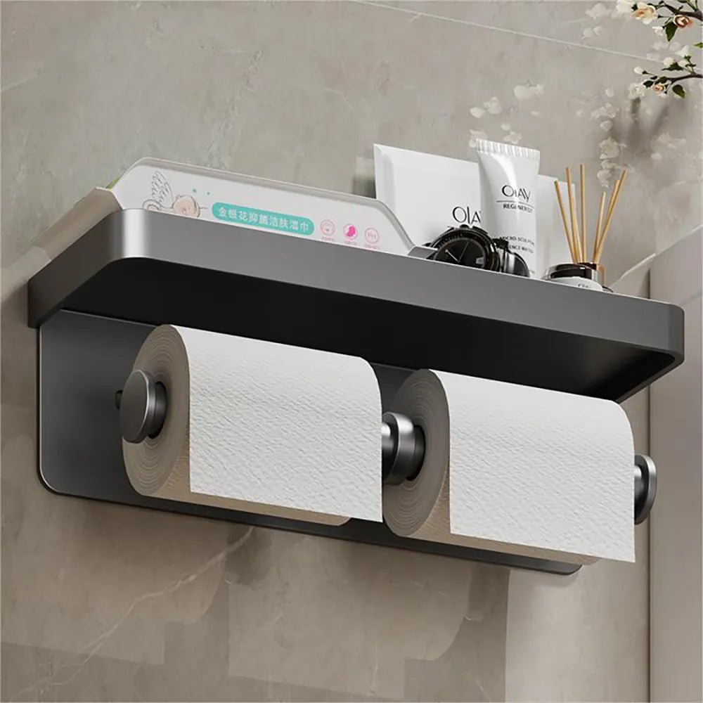 Large Toilet Paper Holder Wall-Mounted Paper Roll Holder Storage Toilet Organizer Bathroom Accessories