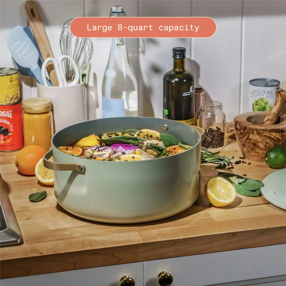 Saucepan 8 Quart Stock Pot Cookware Sesame Drew Dutch Oven Cooking Kitchen Dining