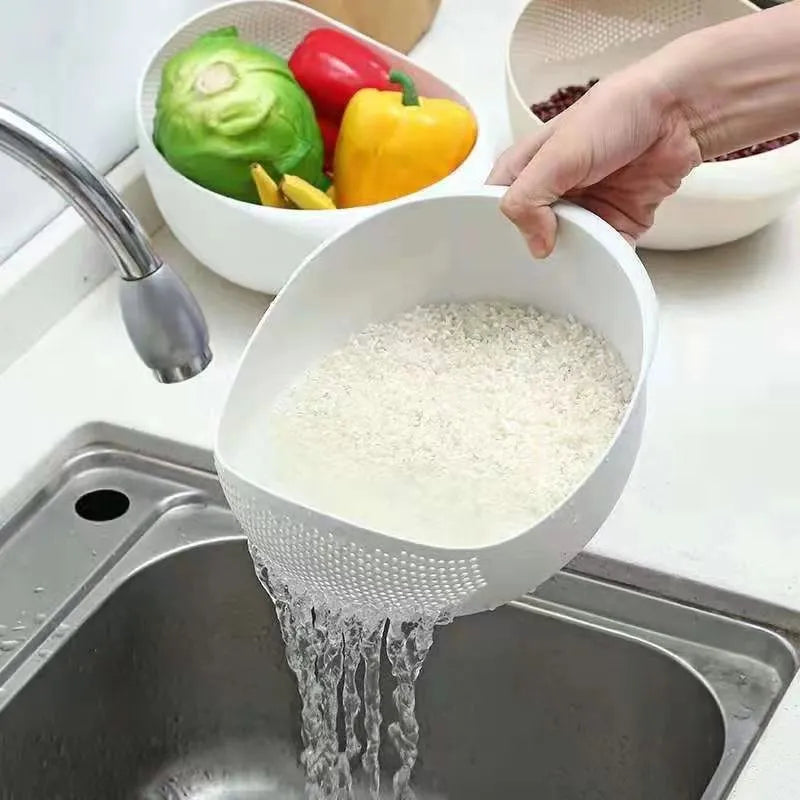 Plastic Colander Kitchen Drain Basket with Handles Rice Bowl Strainer Basket Sink Drain Kitchen