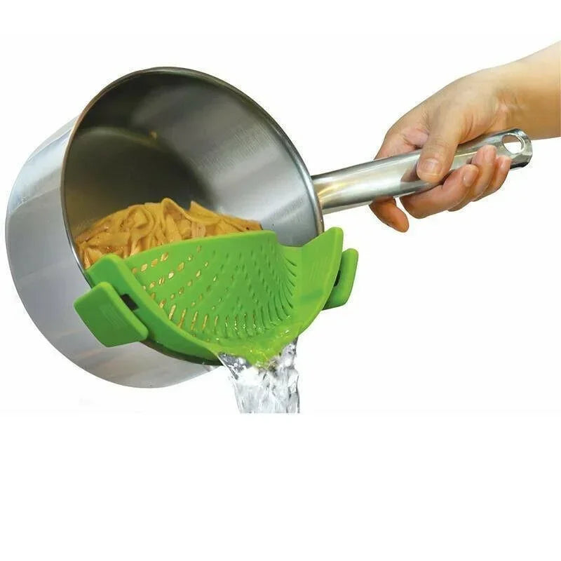 Clip On Strainer Silicone for All Pots and Pans Meat Vegetables Fruit Silicone Kitchen Colander