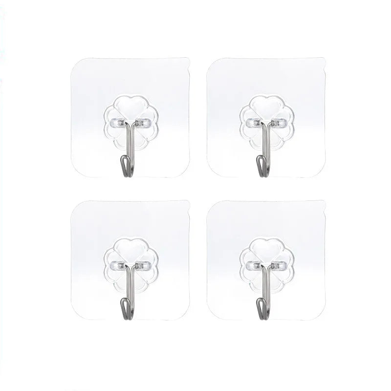 Transparent Stainless Steel Strong Self Adhesive Hooks Key Storage Hanger for Kitchen Bathroom