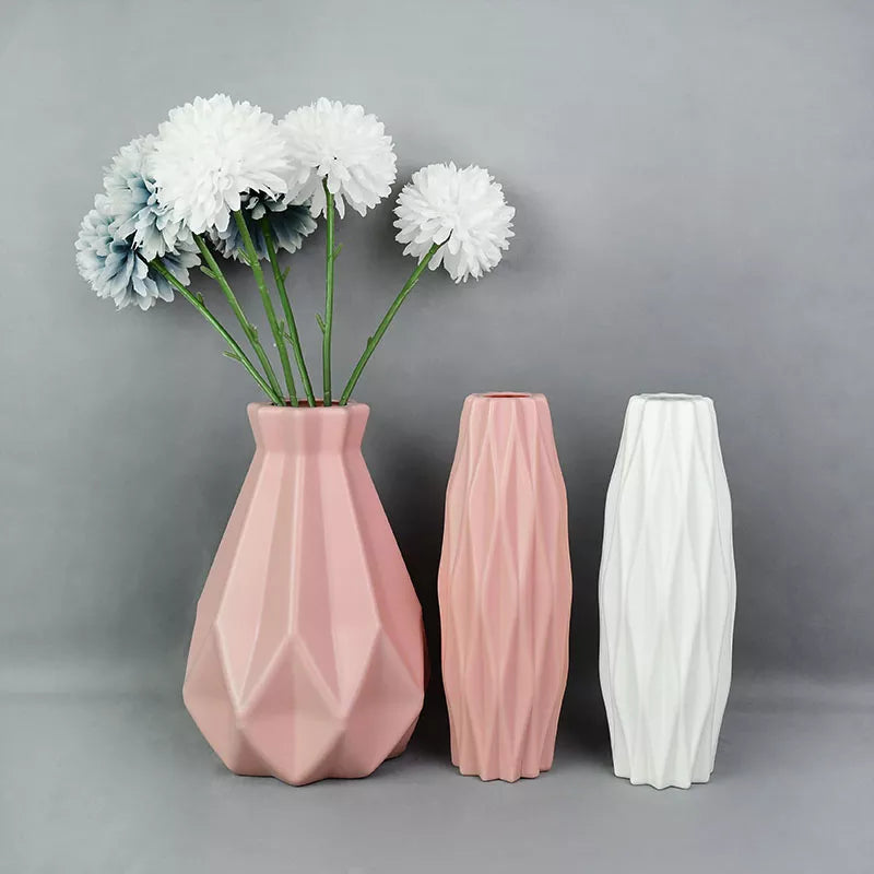 Flower Vase White Pink Blue Plastic Vase Flowerpot Basket Nordic Home L Decoration Ornament
