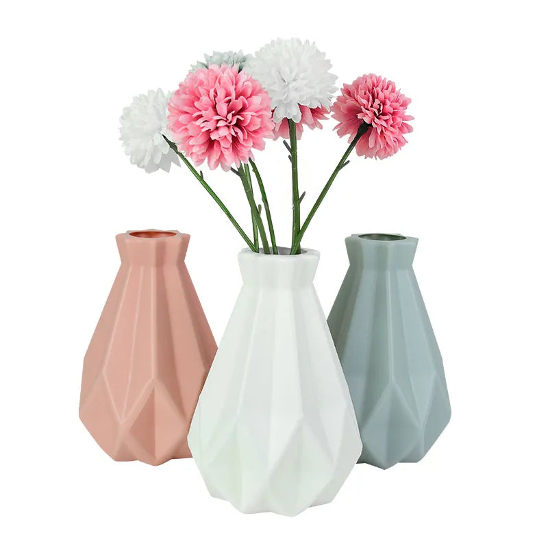 Flower Vase White Pink Blue Plastic Vase Flowerpot Basket Nordic Home L Decoration Ornament
