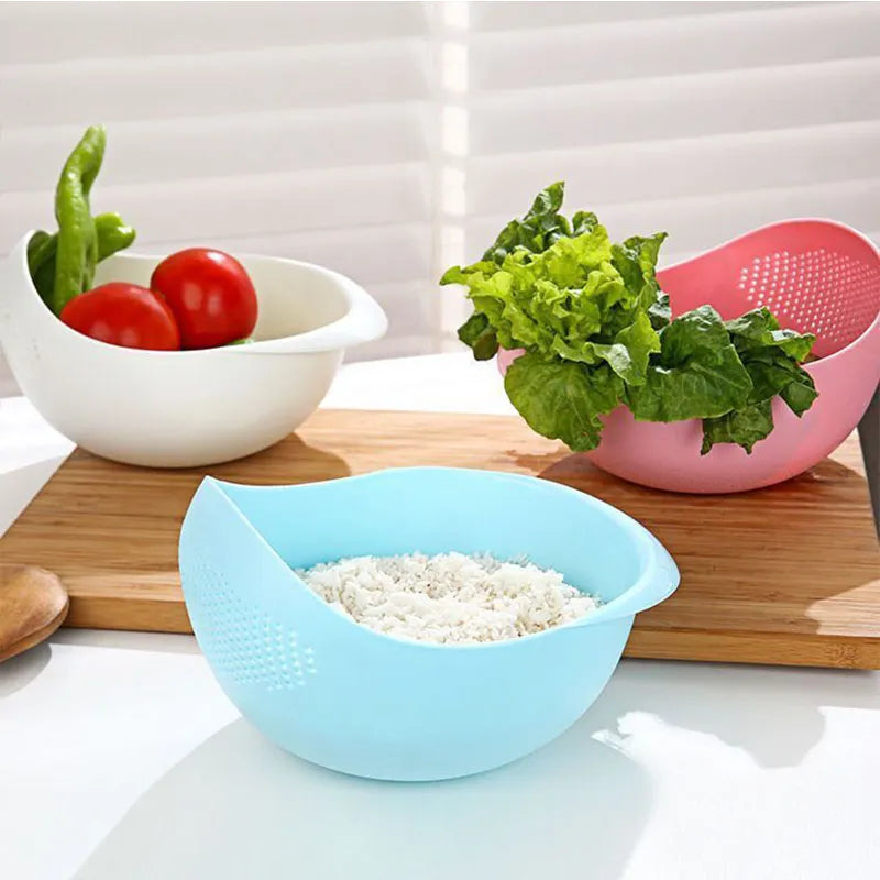 Plastic Colander Kitchen Drain Basket with Handles Rice Bowl Strainer Basket Sink Drain Kitchen
