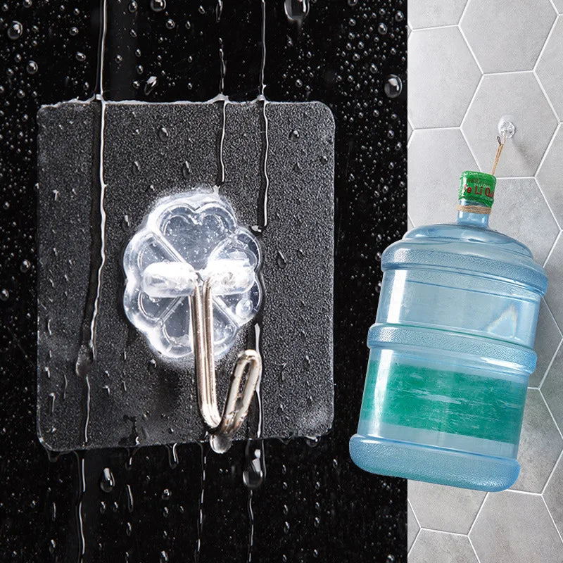 Transparent Stainless Steel Strong Self Adhesive Hooks Key Storage Hanger for Kitchen Bathroom